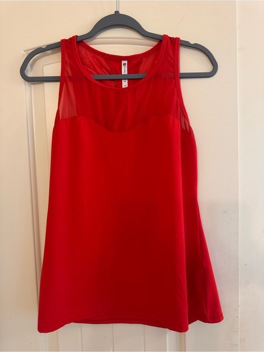 Fabletics Red Mesh Yoke Athletic Tank